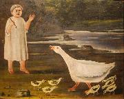 Niko Pirosmanashvili A girl and a goose with goslings oil painting picture wholesale